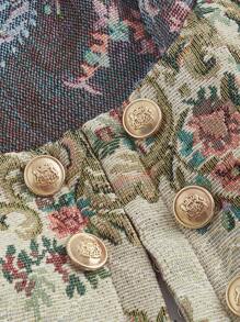 SHEIN MOD 女式提花雙排扣上衣 - 棕色 - 查看 3