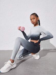 SHEIN Girls' Gradient Long Sleeve Sportswear Set