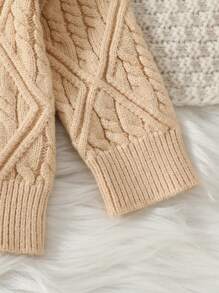 Jersey De Punto De Ochos Con Cuello Redondo Para Bebé Niño - Albaricoque - Ver 5