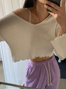 DAZY Women's V-neck T-shirt - White - View 5