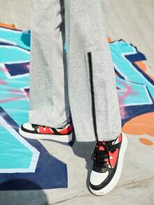 Street Sport 女色塊抽繩腰部編織帶運動褲 - 淺灰色 - 查看 4