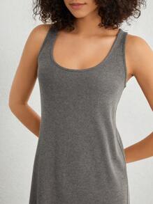 Leisure Women's Solid Color Split Hem Home Wear Dress