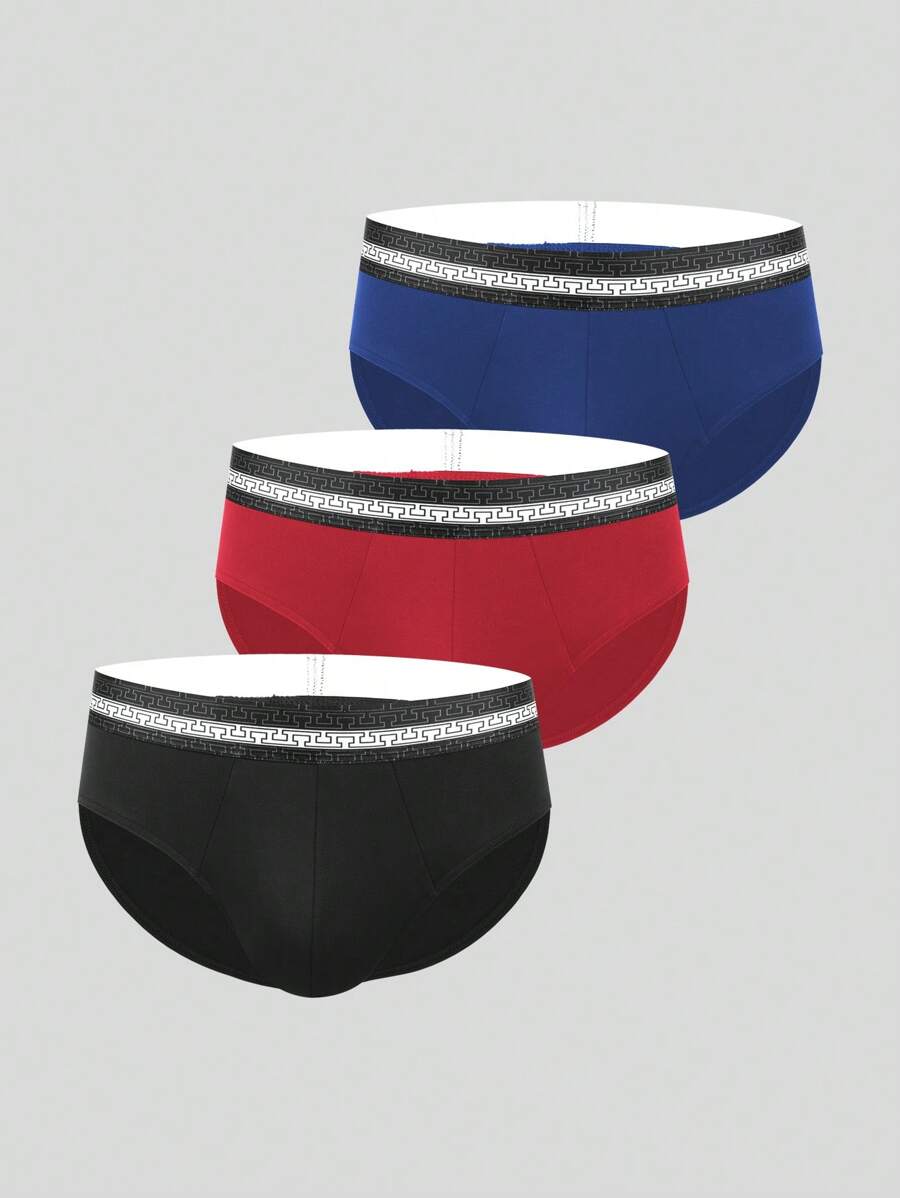 Men's Woven Elastic Waistband Briefs (3-pack) - Multicolor - View 1