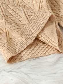 Jersey De Punto De Ochos Con Cuello Redondo Para Bebé Niño - Albaricoque - Ver 3