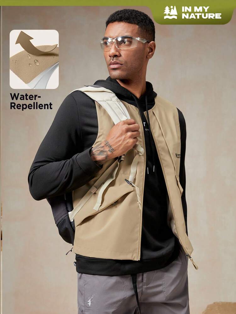 Men Letter Graphic Zip Up Vest Jacket