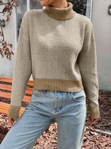 SHEIN Unity Women's Color Block Collared Casual Knit Pullover Fall Winter Sweater - Camel - View 6