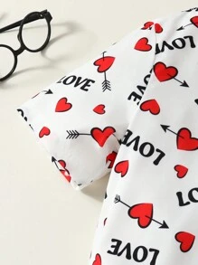 Traje De Caballero Impreso Con Corazones Para Adolescentes