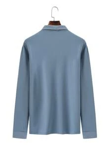 Manfinity Homme 男士長袖polo衫 - 霧霾藍 - 查看 2