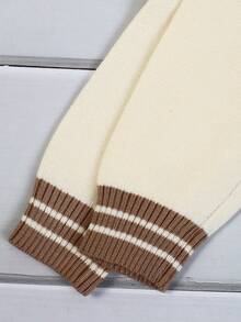 Em bé Con trai Khối màu Mẫu Áo len Mở , Áo len Và Quần Bộ - Màu Khaki - Xem 4