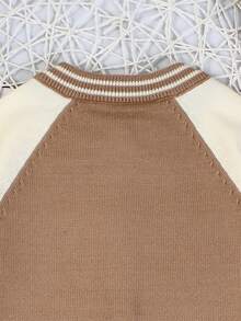 Em bé Con trai Khối màu Mẫu Áo len Mở , Áo len Và Quần Bộ - Màu Khaki - Xem 5