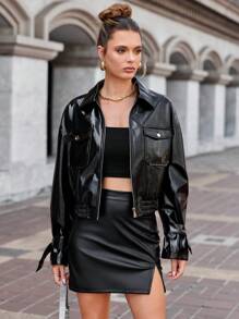 Anewsta Women's Flip Pocket Jacket - Black - View 1