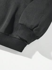 Slaydiva Đồ họa chữ và số Áo pull ấm áp - Màu xám đen - Xem 7