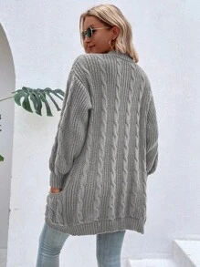 SHEIN LUNE 女士落肩开衫 - 淺灰色 - 查看 2