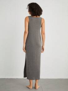 Leisure Women's Solid Color Split Hem Home Wear Dress