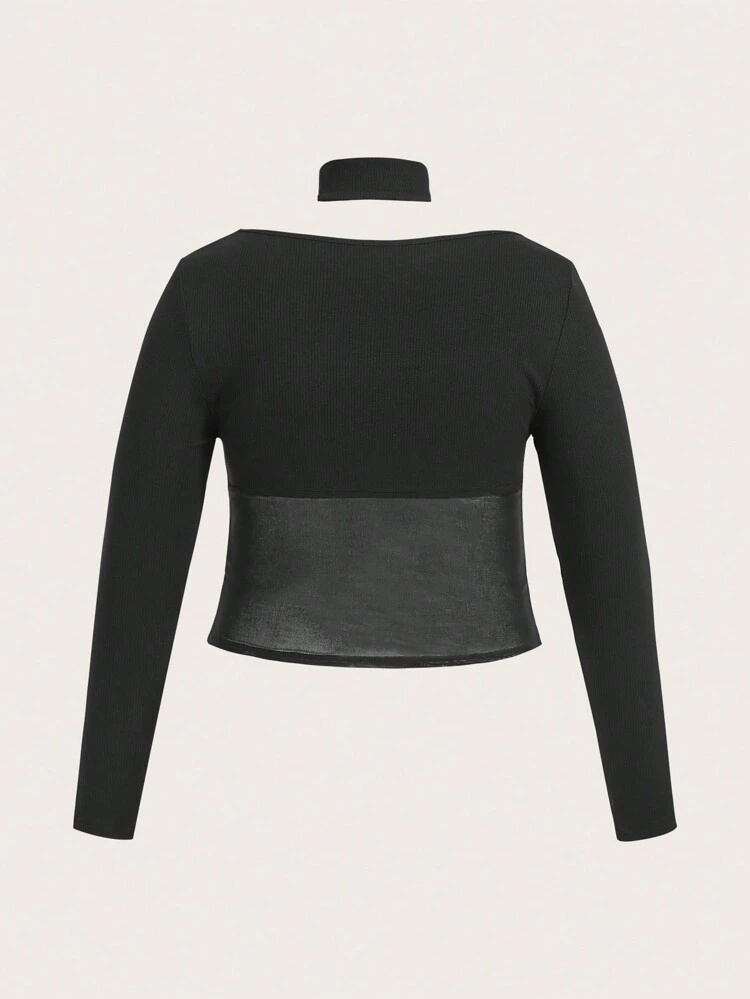 Plus Size Mesh Splice T-shirt