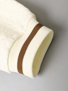 Manfinity Roghcode 男士字母刺繡棒球夾克 - 米色 - 查看 5