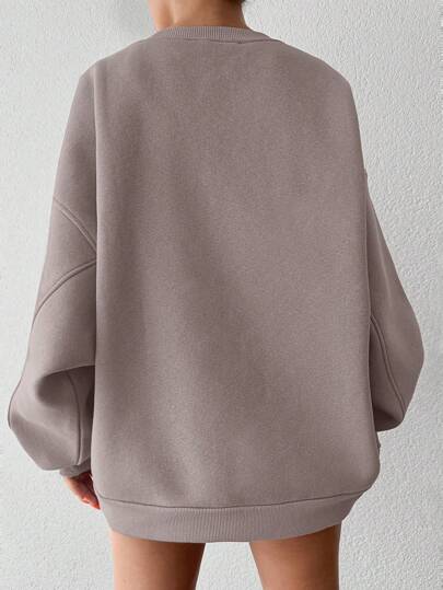 SHEIN Cottnline Sudadera con estampado de letras y hombros caídos