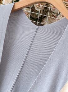 EMERY ROSE 大尺碼拼色開襟針織衫(無扣) - 彩色 - 查看 5