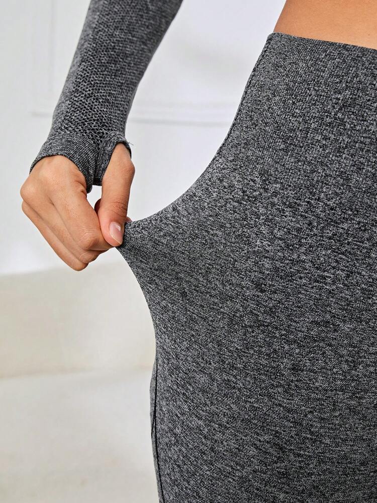 Teen Girls' Seamless Knit Jacquard T-shirt And Long Pants Sports Set