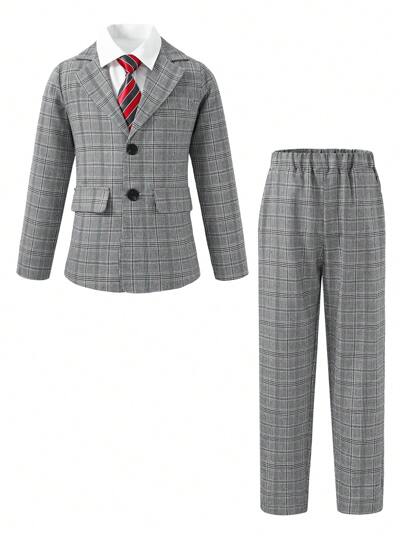 SHEIN Boys' Handsome Suit And Tie Set