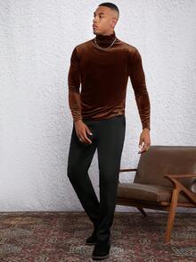 GENTILAND 男士立領長袖針織休閒t卹 - 棕色 - 查看 6