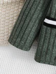 Con trai Giải trí Đã chải Sọc Hem Áo khoác Và Quần - Màu xanh lá cây đậm - Xem 4