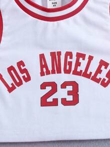 SHEIN Young Girl Letter Print Tank Top & Pleated Skirt Set - Multicolor - View 4