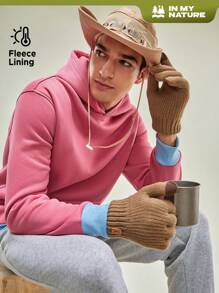 In My Nature Men's Solid Color Hooded Outdoor Sweatshirt - Hot Pink - View 1