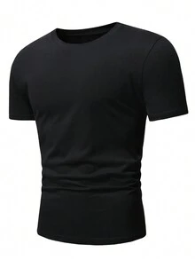 男士休閒圓領短袖t恤,印有骷髏頭和字母圖案 - 黑色 - 查看 3