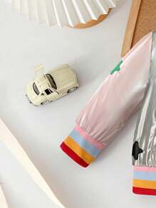 2023年秋冬女嬰棒球外套 簡約色塊設計 溫暖舒適 - 銀色 - 查看 5