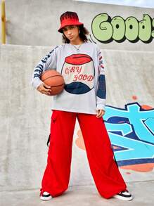 Streetz SHEIN Sport Của phụ nữ Lỏng lẻo phù hợp Tay áo dài Điền kinh Áo thun - Nhiều màu - Xem 8