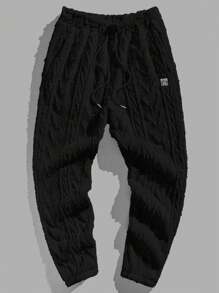 GENTILAND Nam Teddy Quần Chạy bộ Với dây rút Eo & Chi tiết bản Patch thư - màu đen - Xem 3