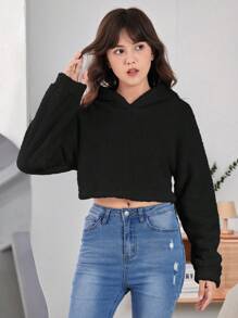 Teen Girls' Y2k Short Teddy Sweatshirt - Black - View 6