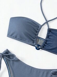 SHEIN Swim Summer Beach Cross Strap Knot Back Bikini Set