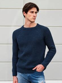 EURMUSE Men Solid Raglan Sleeve Sweater