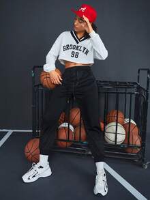 Street Sport 束口腰運動款七分褲 - 黑色 - 查看 7