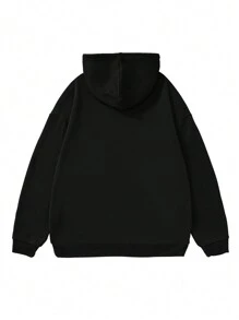 Manfinity Dauomo Men's Hoodie With Character Print - Black - View 2