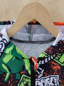 SHEIN 男童休閒恐龍印花長袖連帽夾克 - 彩色 - 查看 3