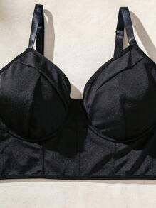 SHEIN مجموعة صدرية صدفية تحتية بأسلاك ملونة واسعة الحجم - الأسود - مشاهدة 4