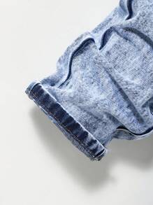 SHEIN 幼兒男童水洗破洞牛仔褲 - 淺色水洗藍 - 查看 4