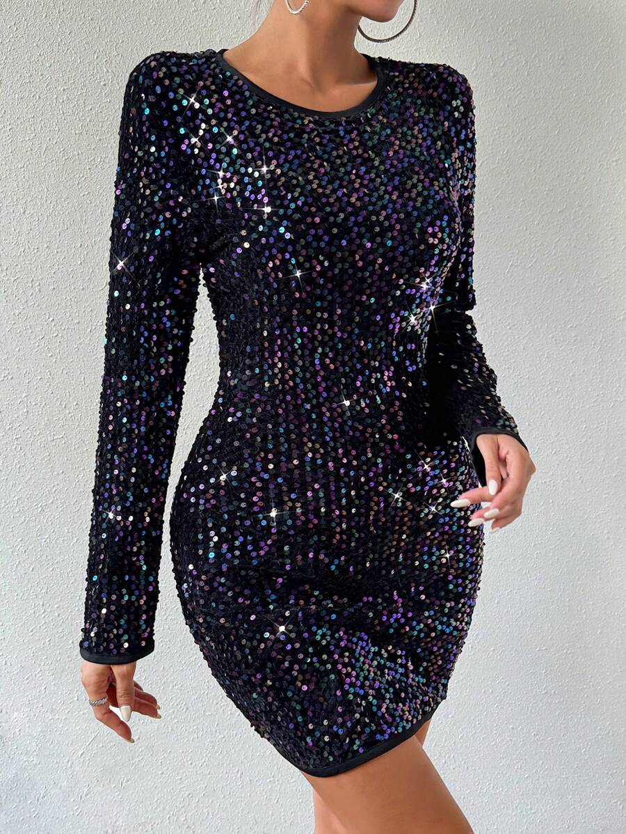 Zolique Women's Glitter Bodycon Dress Sequin Sparkly Dress Fall Cloth For Women - Multicolor - View 1