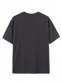 Men Slogan Graphic Tee - Dark Grey - View 2