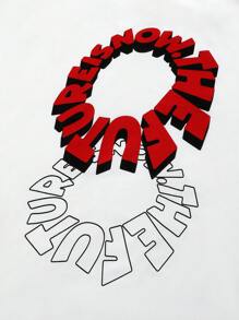 Boys And Girls Casual Letter Printed Round Neck Pullover Knitted Loose T-shirt In Two Colors, One In Each Color