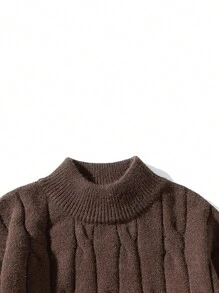 Suéter De Cuello Alto Medio Para Hombre - Café integral - Ver 4