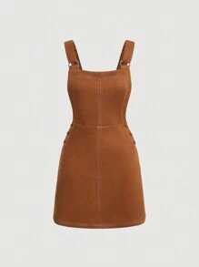 SHEIN MOD Ladies' Solid Color Suspender Dress