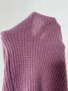 Zolique Conjunto De Falda Y Suéter De Manga Larga Ahuecado Para Mujer - Rojo violeta - Ver 5