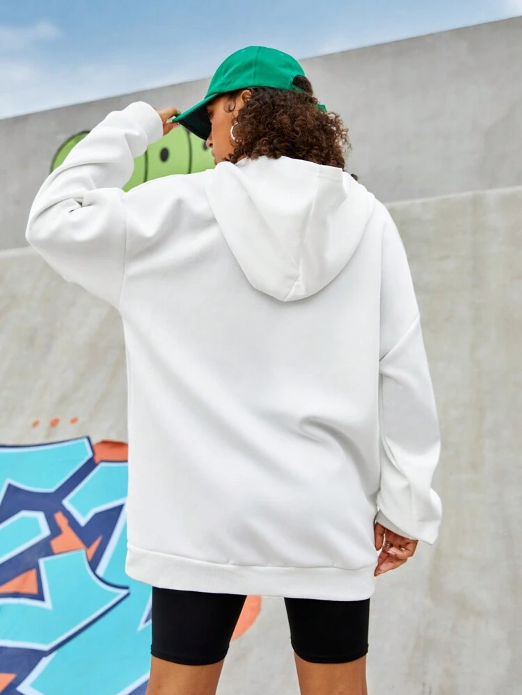 Women's Hooded Outdoor Sweatshirt With Slogan Print