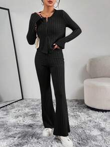 SHEIN Essnce 3 cái/bộ Quý cô màu trơn Sọc - màu đen - Xem 4