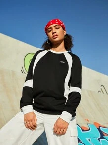 SHEIN Sports Của phụ nữ Khối màu Mẫu chữ Áo nỉ thể thao - màu đen - Xem 10