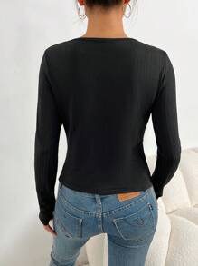 Zolique 針織空心t恤,具有良好的設計感 - 黑色 - 查看 2